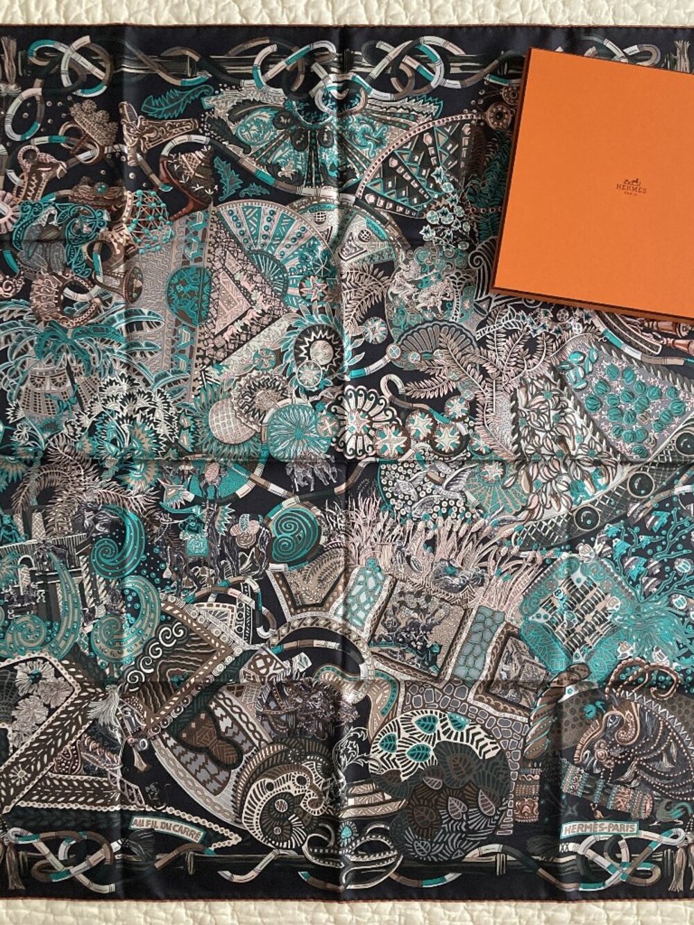 NWT Hermes Au Fil du Carre Silk Scarf